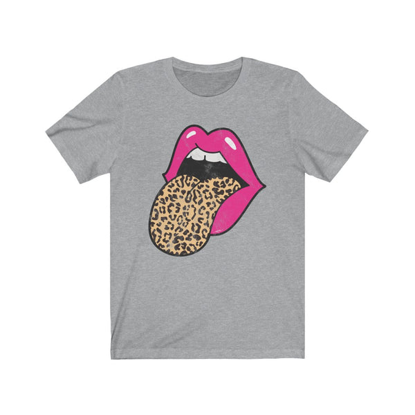 Pink Lips Leopard Tongue Out Distressed Unisex Tee