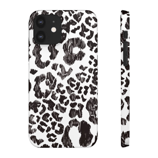 Leopard Sketch Print Snap iPhone 12 Case