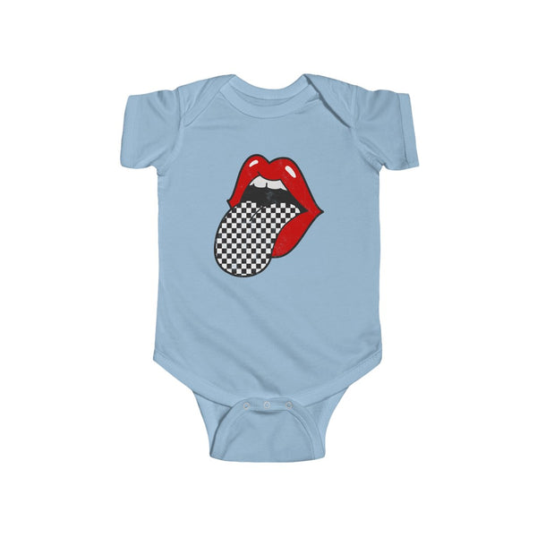 Baby - Red Lips Checkered Tongue Out Distressed Onesie