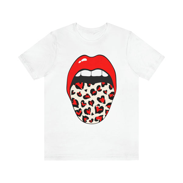 Valentine Hearts Tongue Out Unisex Short Sleeve Tee