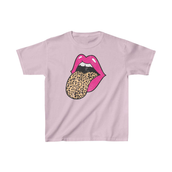 Youth - Pink Lips Leopard Tongue Kids Tee