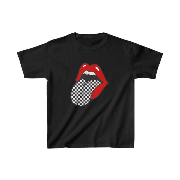 Youth - Red Lips Checkered Tongue Distressed Kids Tee