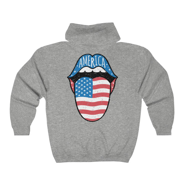 America Tongue Out Zip Up Hoodie