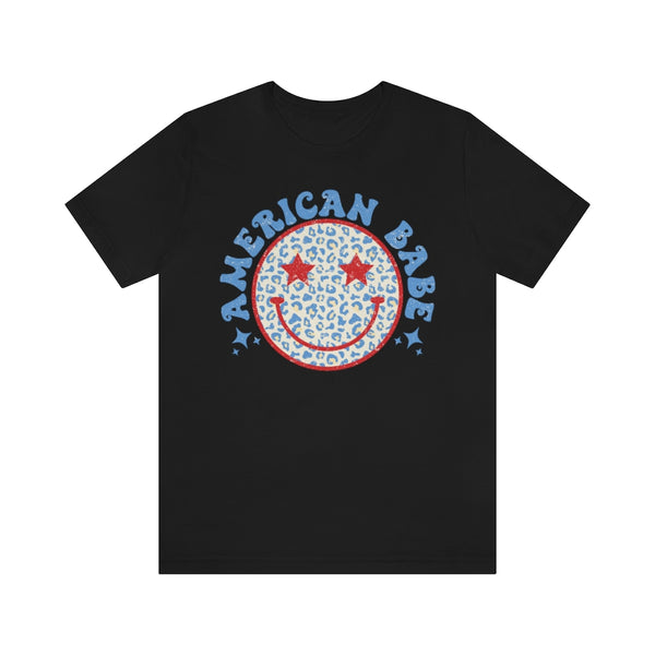 American Babe Leopard Smiley Face Unisex Tee