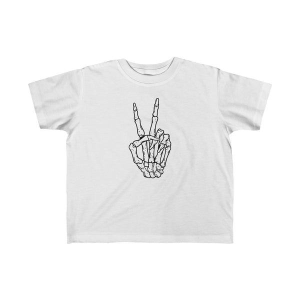 Peace Sign Skeleton Hand Toddler Tee