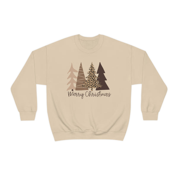 Brown Leopard Christmas Trees Unisex Sweatshirt