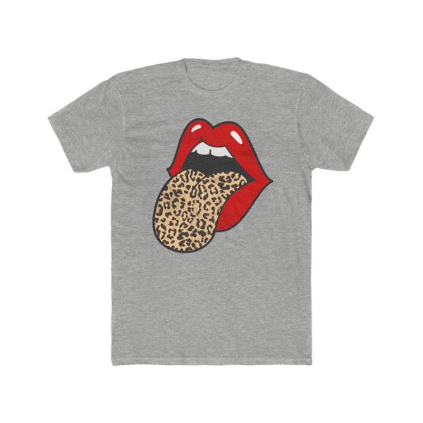 Red Lips Leopard Tongue Out Distressed Unisex Tee