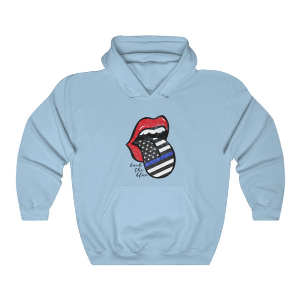 Red Lips Police Flag Tongue Out Back The Blue Hooded Sweatshirt