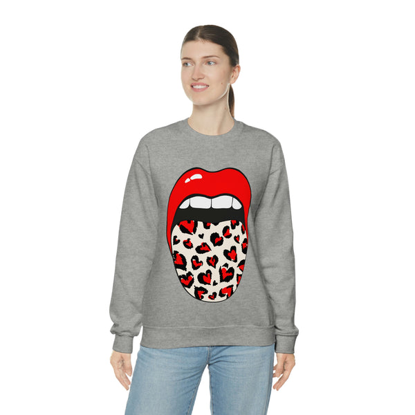 Valentine Hearts Tongue Out Unisex Crewneck Sweatshirt