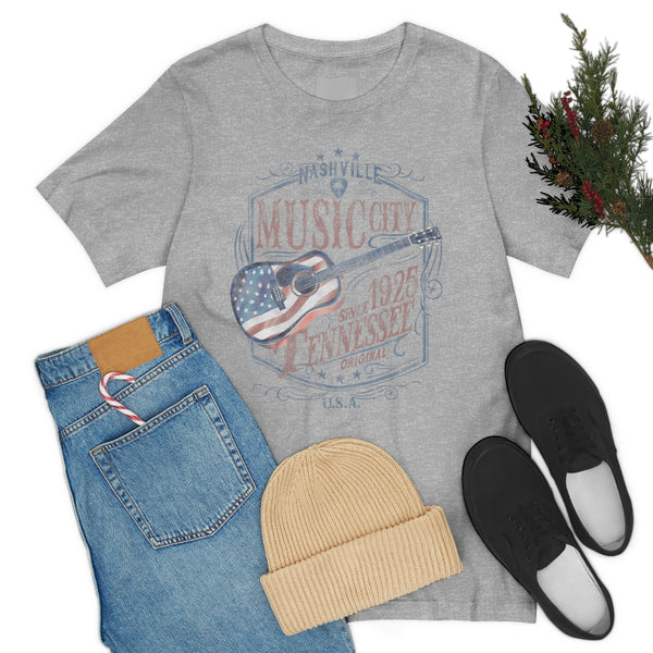 Nashville American Flag Guitar Unisex Tee