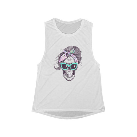 Tie Dye Bandana Skull Women's Flowy Scoop Muscle Tank