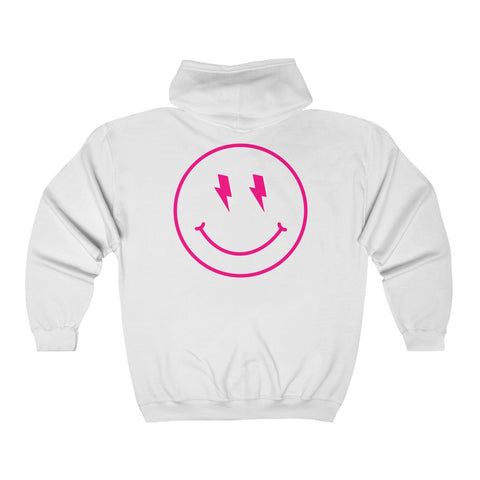 Bolt Eyes Smiley Face Zip Up Hoodie