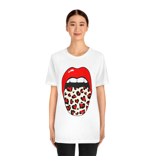 Valentine Hearts Tongue Out Unisex Short Sleeve Tee