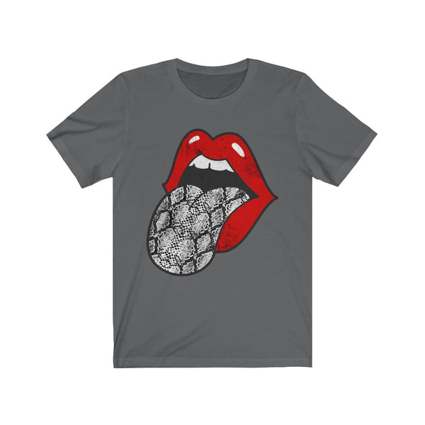 Red Lips Snakeskin Tongue Out Distressed Unisex Tee