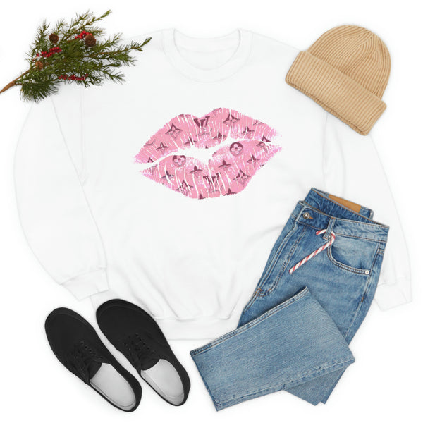 Luxe Pink Kiss Lips Unisex Crewneck Sweatshirt