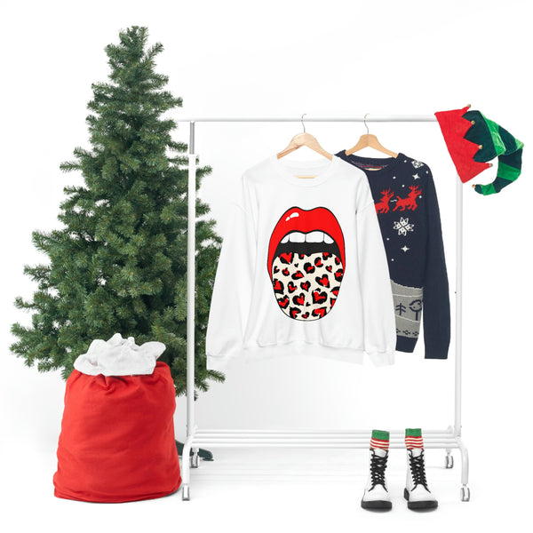 Valentine Hearts Tongue Out Unisex Crewneck Sweatshirt