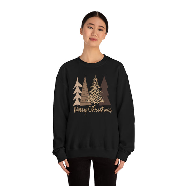 Brown Leopard Christmas Trees Unisex Sweatshirt