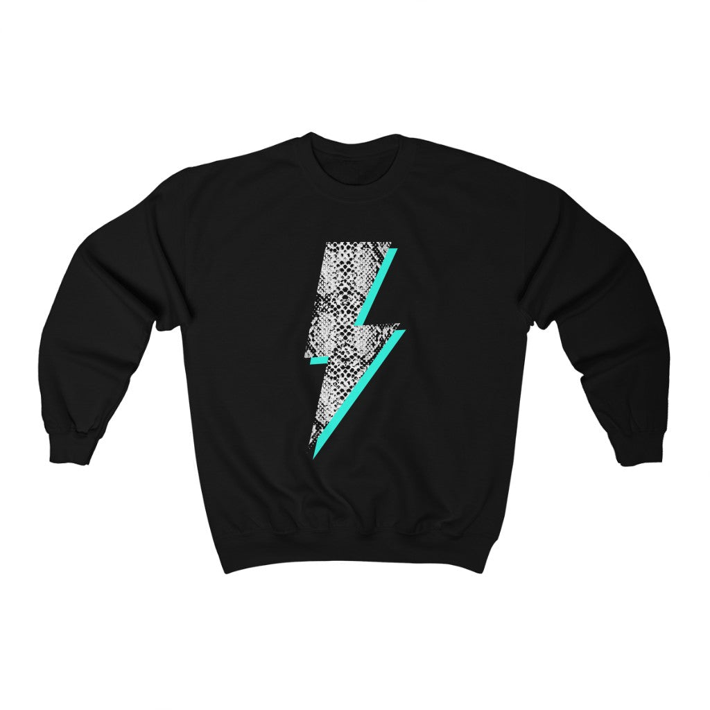 Snakeskin Aqua Lightning Bolt Unisex Sweatshirt