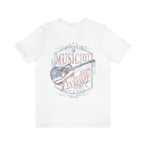 Nashville American Flag Guitar Unisex Tee