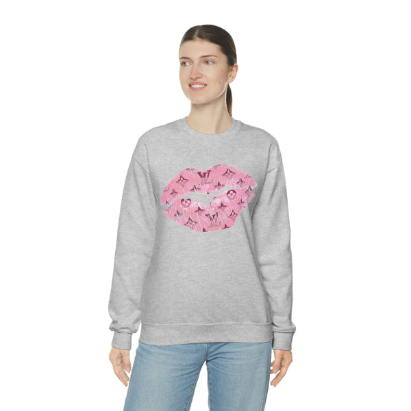 Luxe Pink Kiss Lips Unisex Crewneck Sweatshirt