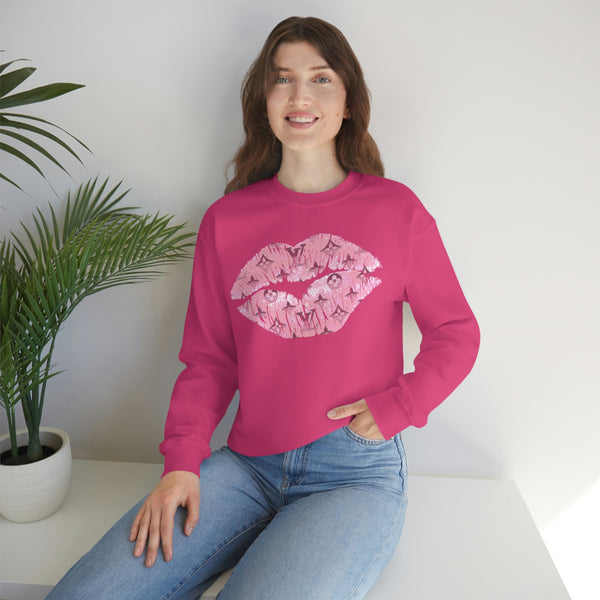 Luxe Pink Kiss Lips Unisex Crewneck Sweatshirt