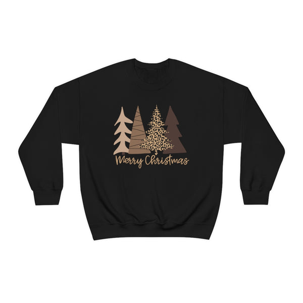 Brown Leopard Christmas Trees Unisex Sweatshirt