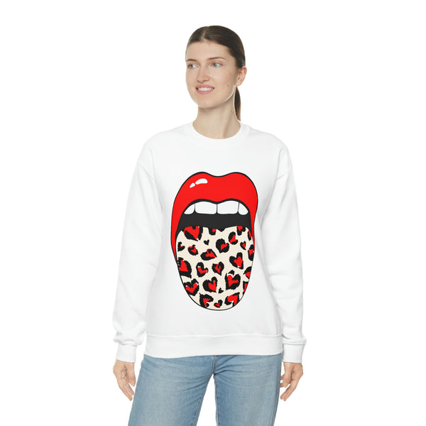 Valentine Hearts Tongue Out Unisex Crewneck Sweatshirt