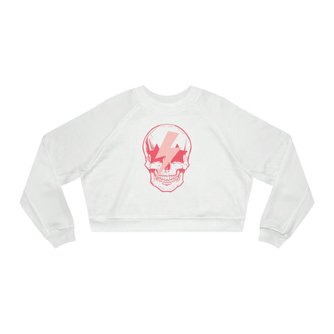Pink Bolt Skull Cropped Sweatshirt