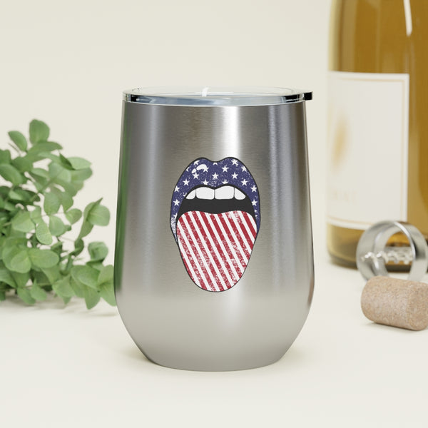 Stars + Stripes Tongue Out Wine Tumbler 12oz