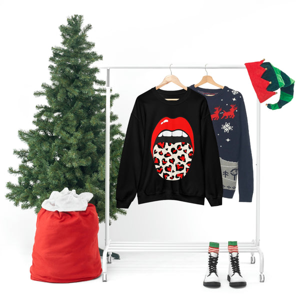 Valentine Hearts Tongue Out Unisex Crewneck Sweatshirt