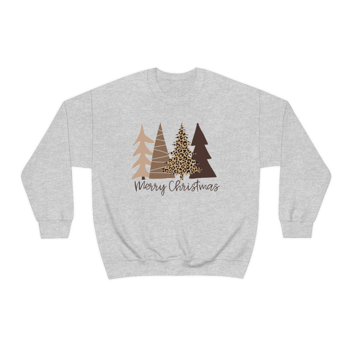 Brown Leopard Christmas Trees Unisex Sweatshirt