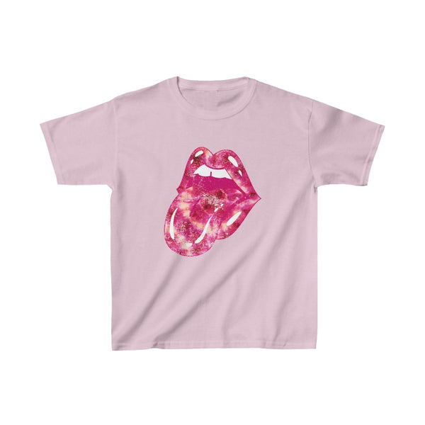 Youth - Pink Lips Tie Dye Tongue Kids Tee