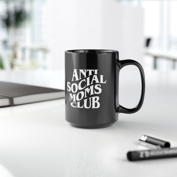 Anti Social Moms Club Black Mug, 15oz