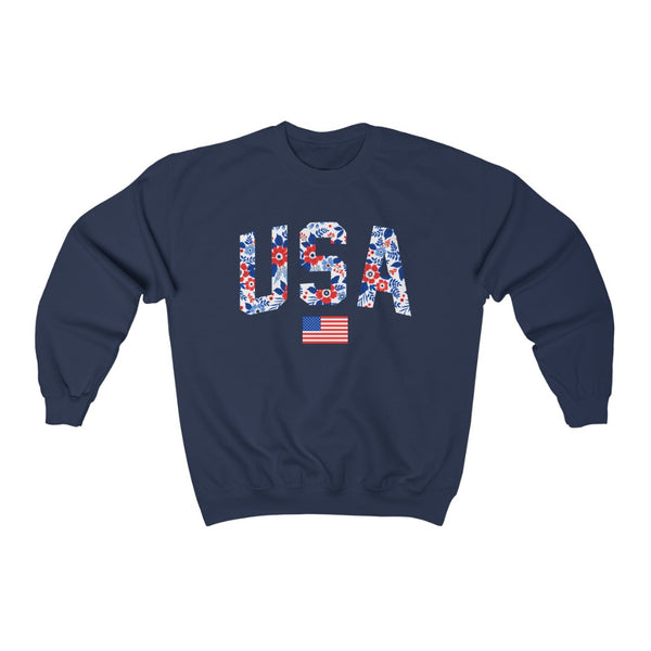 Floral USA American Flag Unisex Sweatshirt