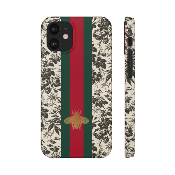 Bee Stripe Floral Wallpaper iPhone 12 & X Snap Case