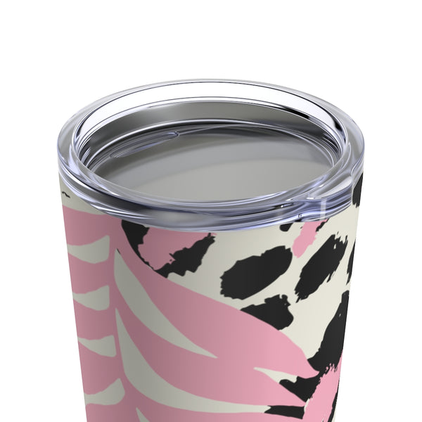 Pink Leaf Leopard Tumbler 20oz