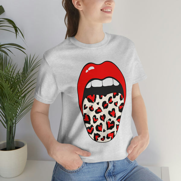 Valentine Hearts Tongue Out Unisex Short Sleeve Tee