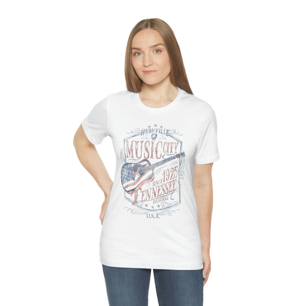 Nashville American Flag Guitar Unisex Tee