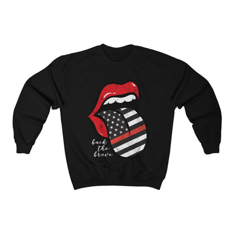 Firefighter Flag Tongue Back The Brave Unisex Sweatshirt