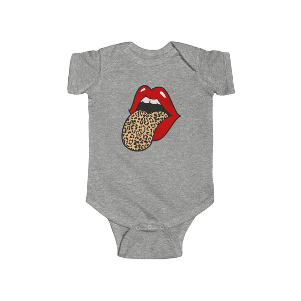 Baby - Red Lips Leopard Tongue Out Distressed Onesie Infant Rip Snap Tee