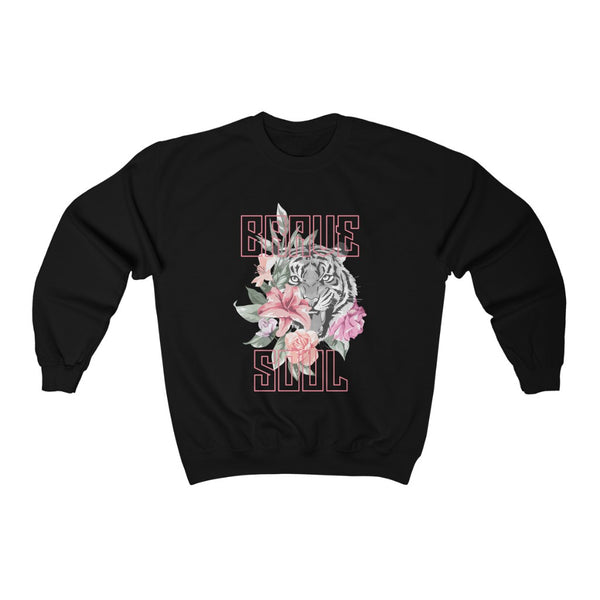 Brave Soul Tiger Floral Unisex Sweatshirt