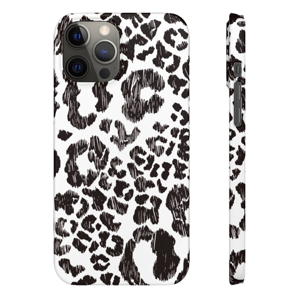 Leopard Sketch Print Snap iPhone 12 Case