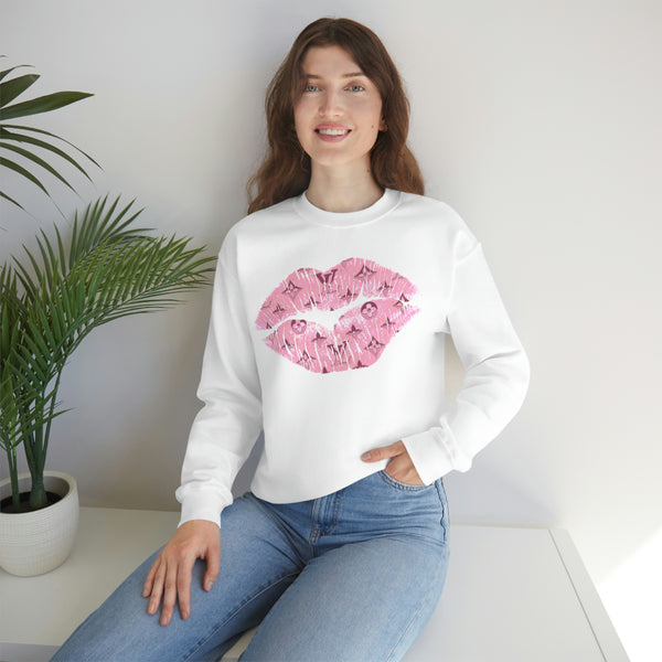 Luxe Pink Kiss Lips Unisex Crewneck Sweatshirt