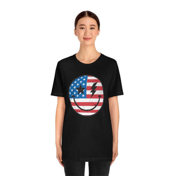 American Flag Smiley Face Unisex Tee