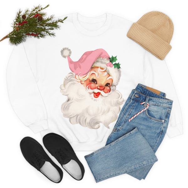 Pink Vintage Santa Claus Unisex Sweatshirt