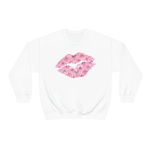 Luxe Pink Kiss Lips Unisex Crewneck Sweatshirt