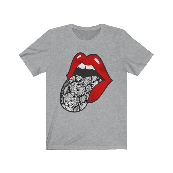 Red Lips Snakeskin Tongue Out Distressed Unisex Tee