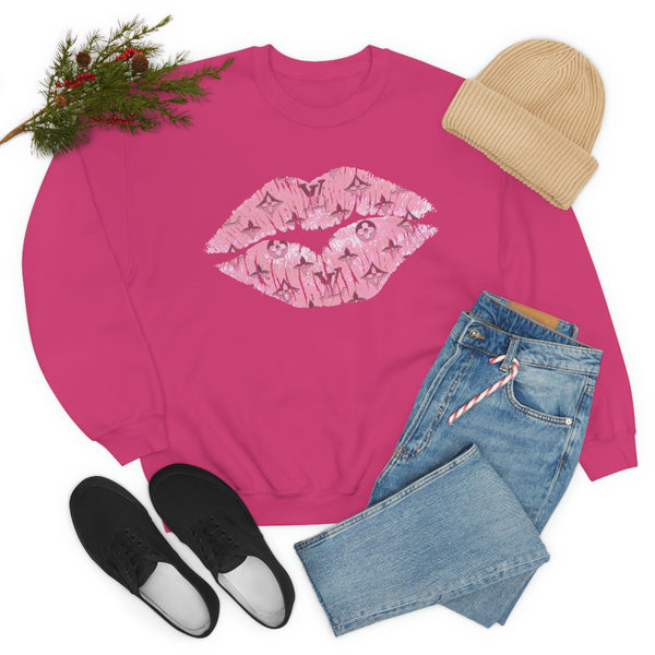 Luxe Pink Kiss Lips Unisex Crewneck Sweatshirt