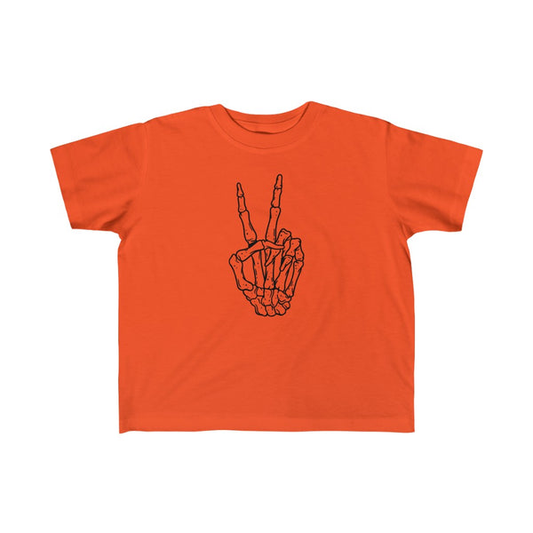 Peace Sign Skeleton Hand Toddler Tee