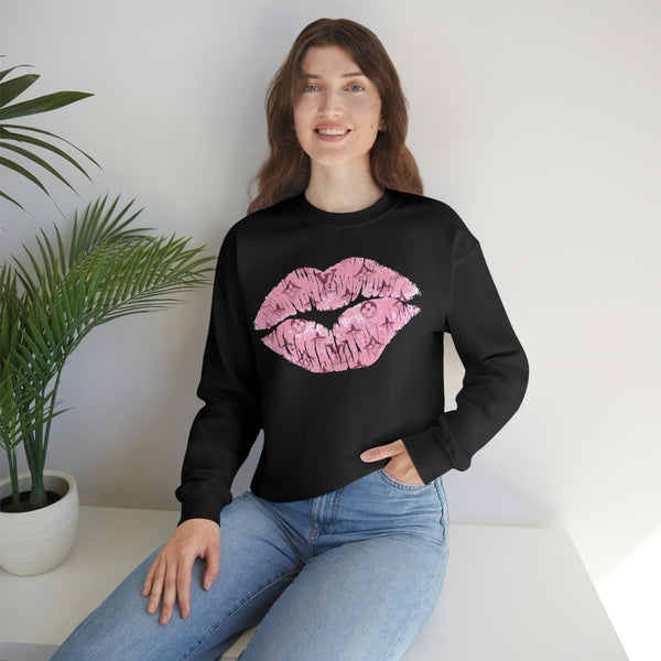 Luxe Pink Kiss Lips Unisex Crewneck Sweatshirt